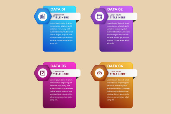 Four Hexagon Rectangle Infographic Graphics