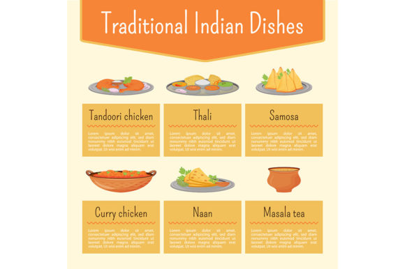 Indian Dishes Flat Color Vector